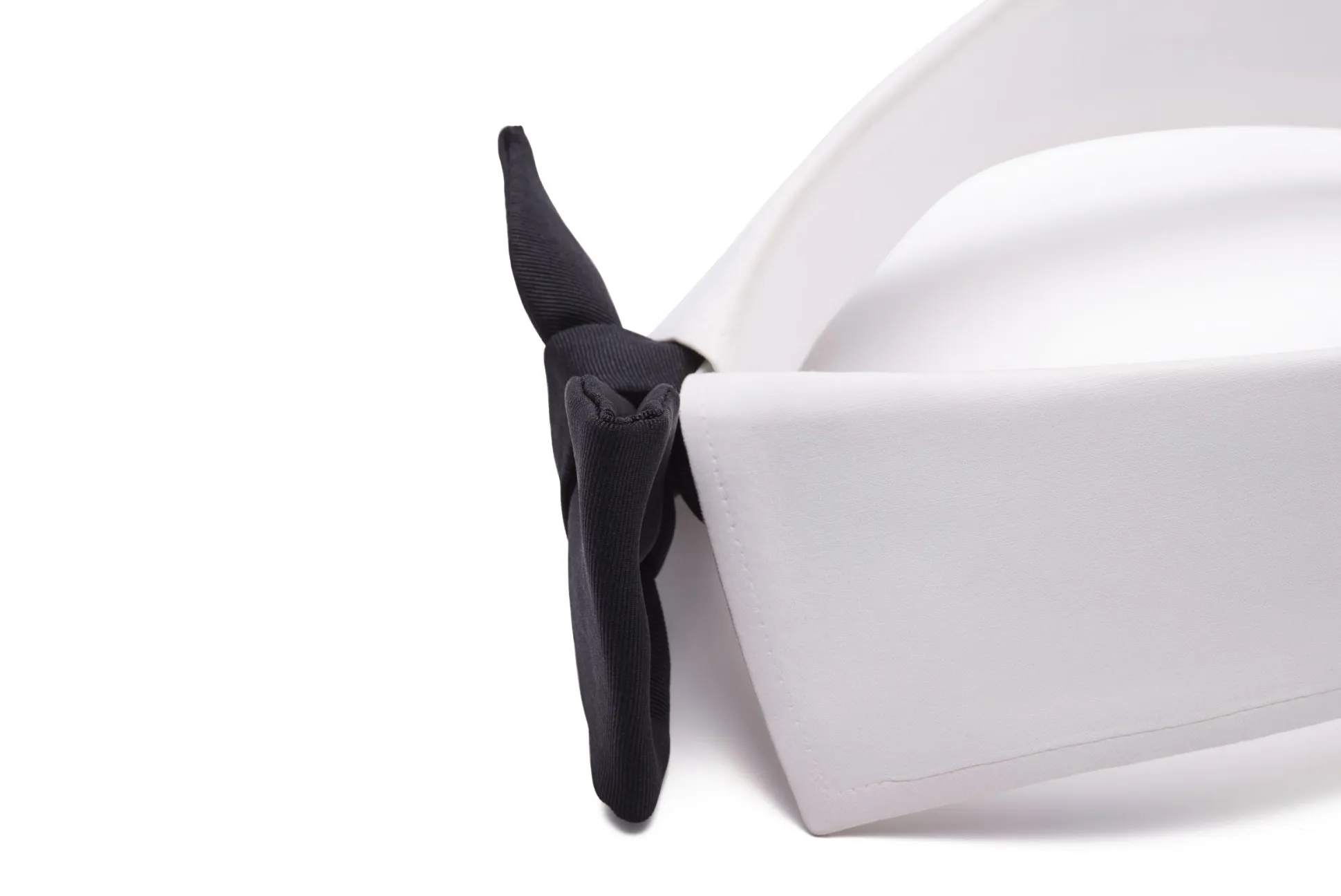 Small Black Single-End Silk Moiré Bow Tie