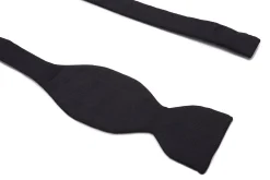 Small Black Single-End Silk Moiré Bow Tie