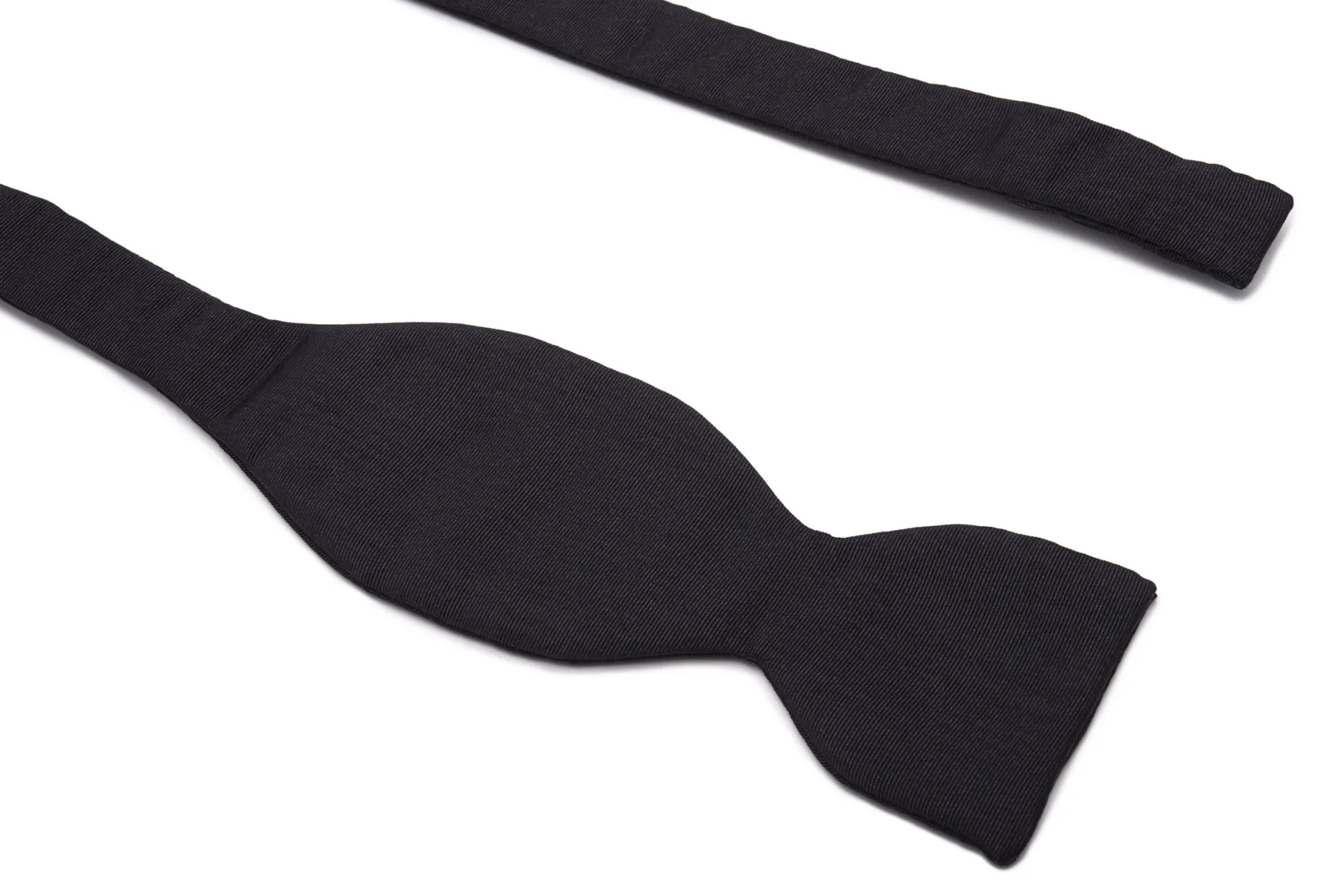 Small Black Single-End Silk Moiré Bow Tie