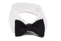 Small Black Single-End Silk Moiré Bow Tie