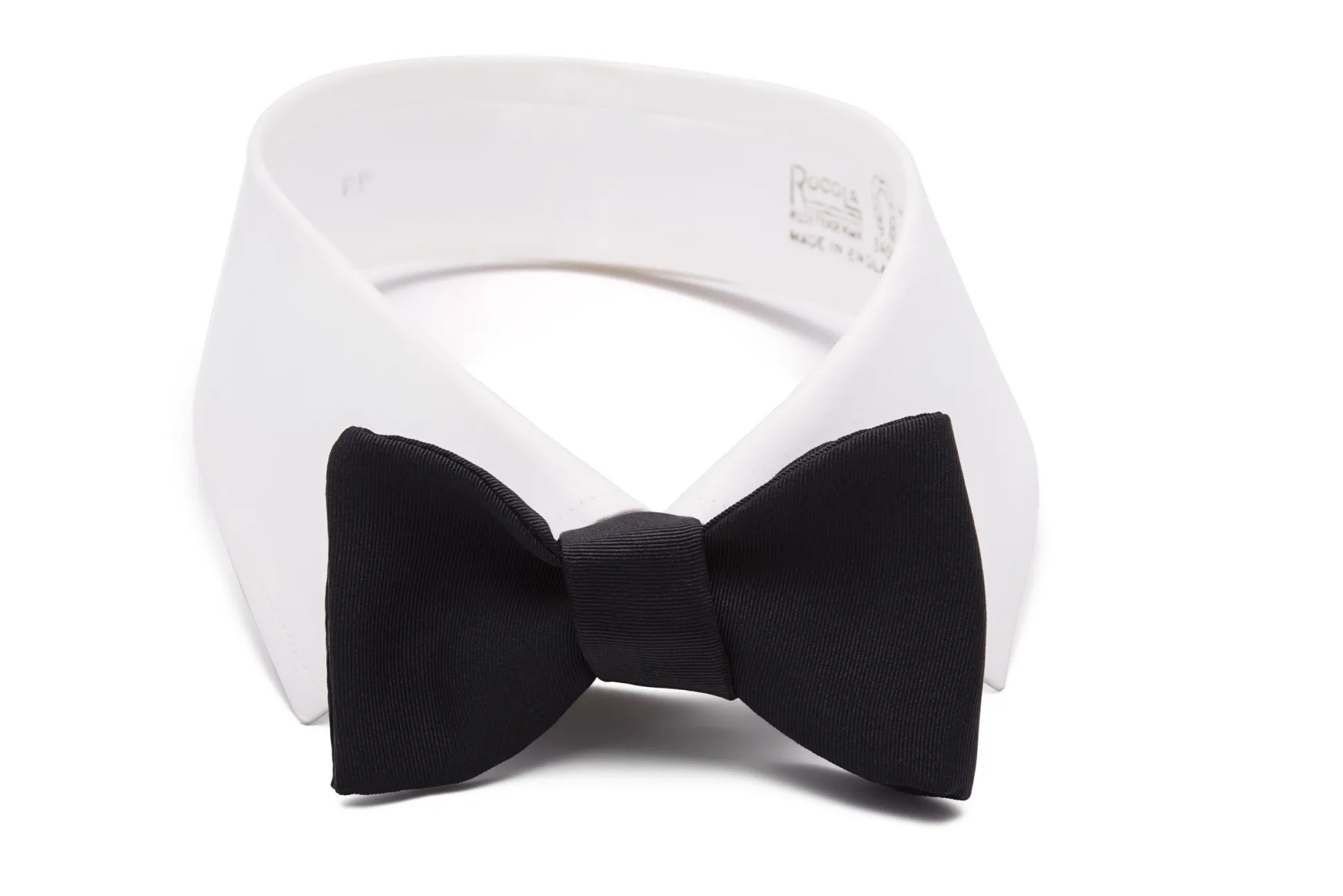 Small Black Single-End Silk Moiré Bow Tie