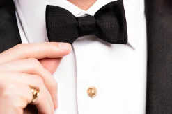 Small Black Single-End Silk Moiré Bow Tie