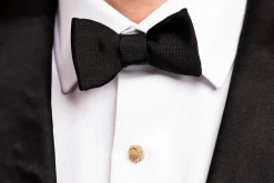 Small Black Single-End Silk Moiré Bow Tie