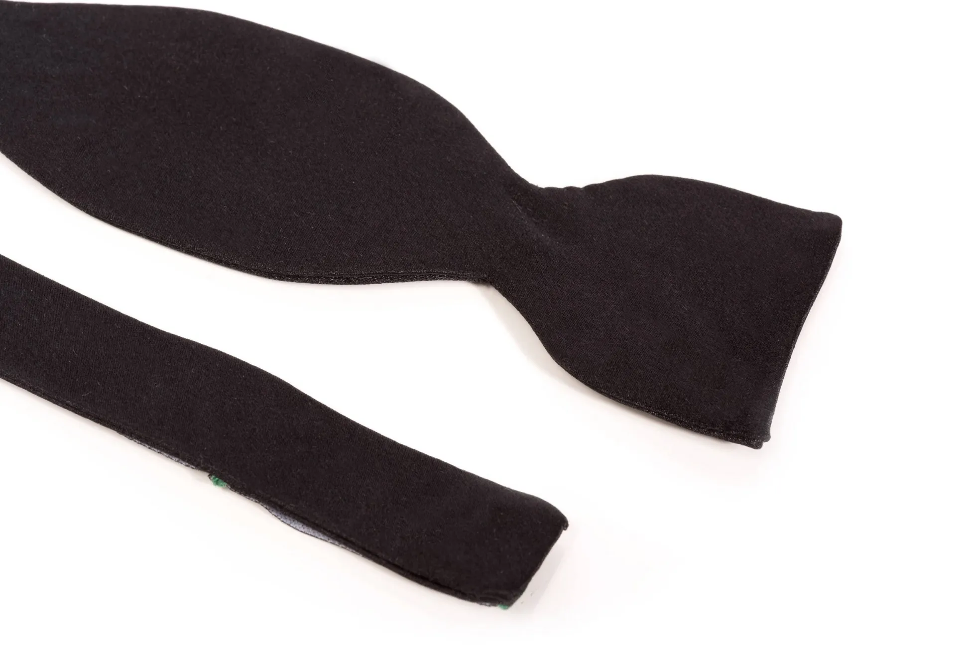 Small Black Single End Silk Satin Bow Tie