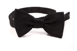 Small Black Single End Silk Satin Bow Tie