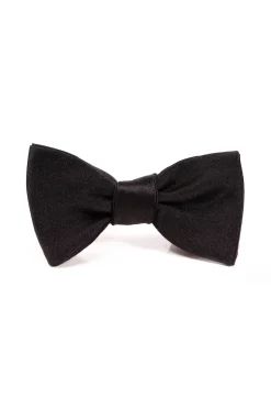 Small Black Single End Silk Satin Bow Tie