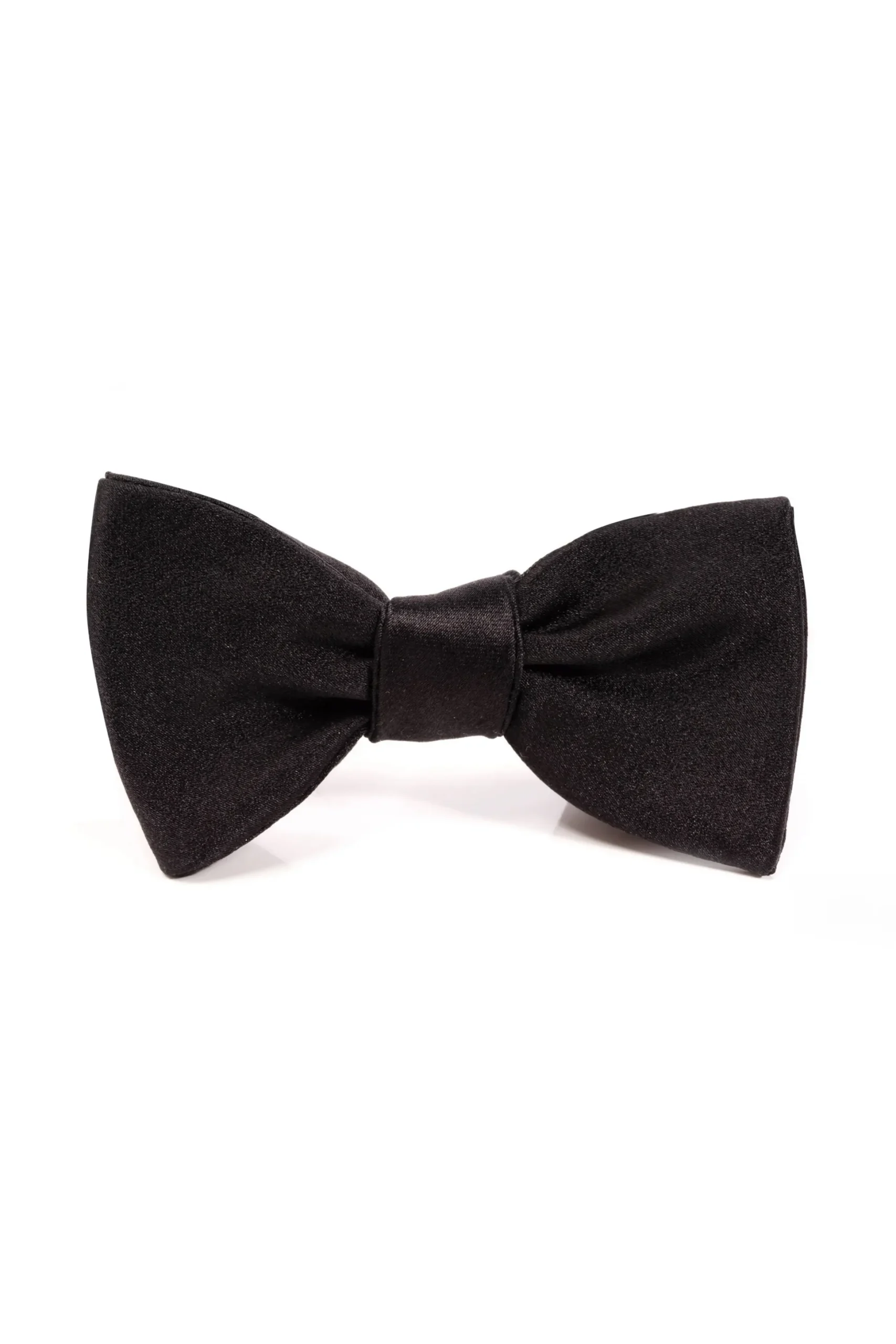 Small Black Single End Silk Satin Bow Tie