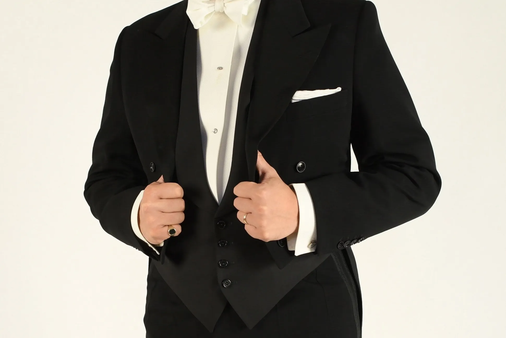 Small White Single-End Marcella Pique Bow Tie