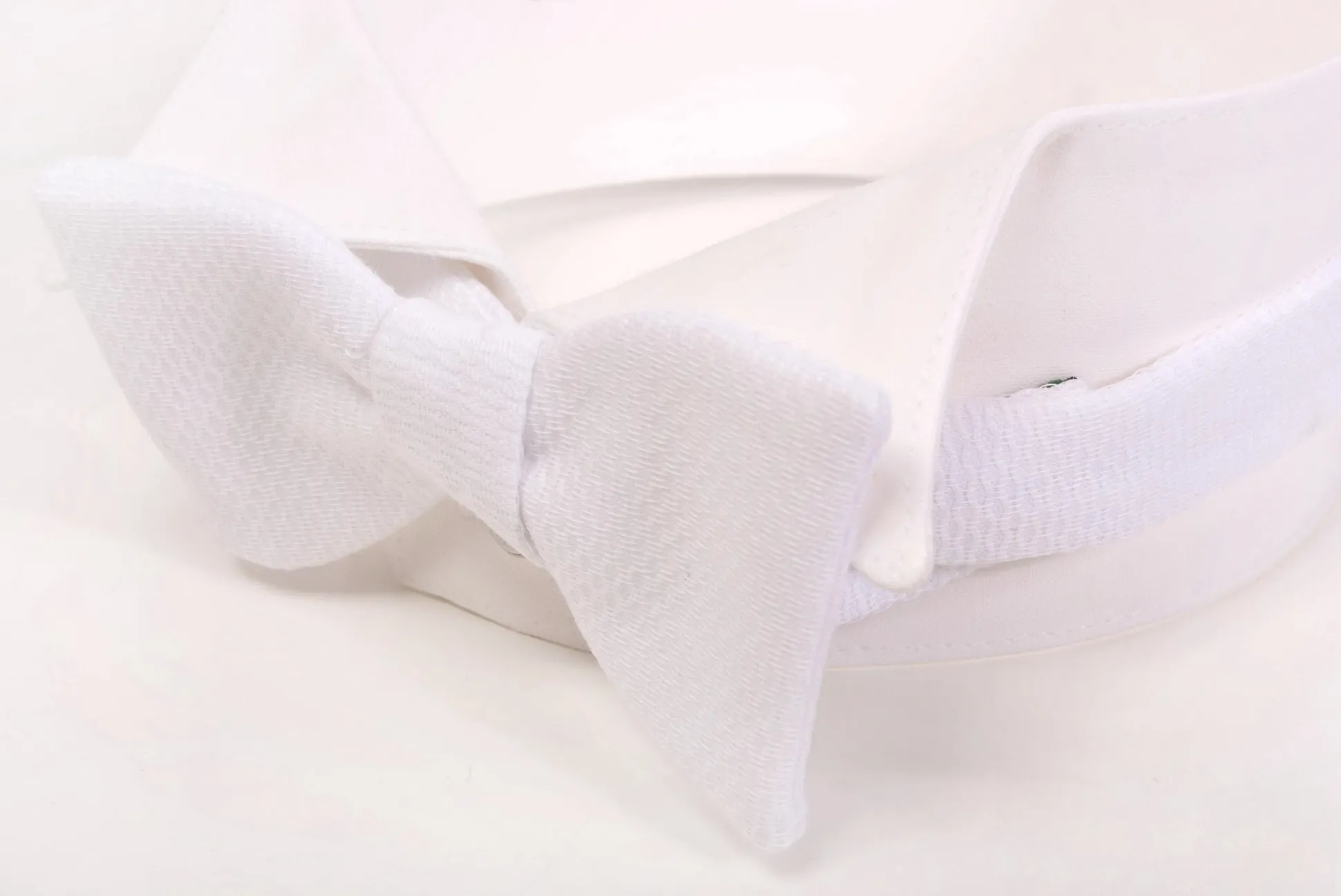 Small White Single-End Marcella Pique Bow Tie