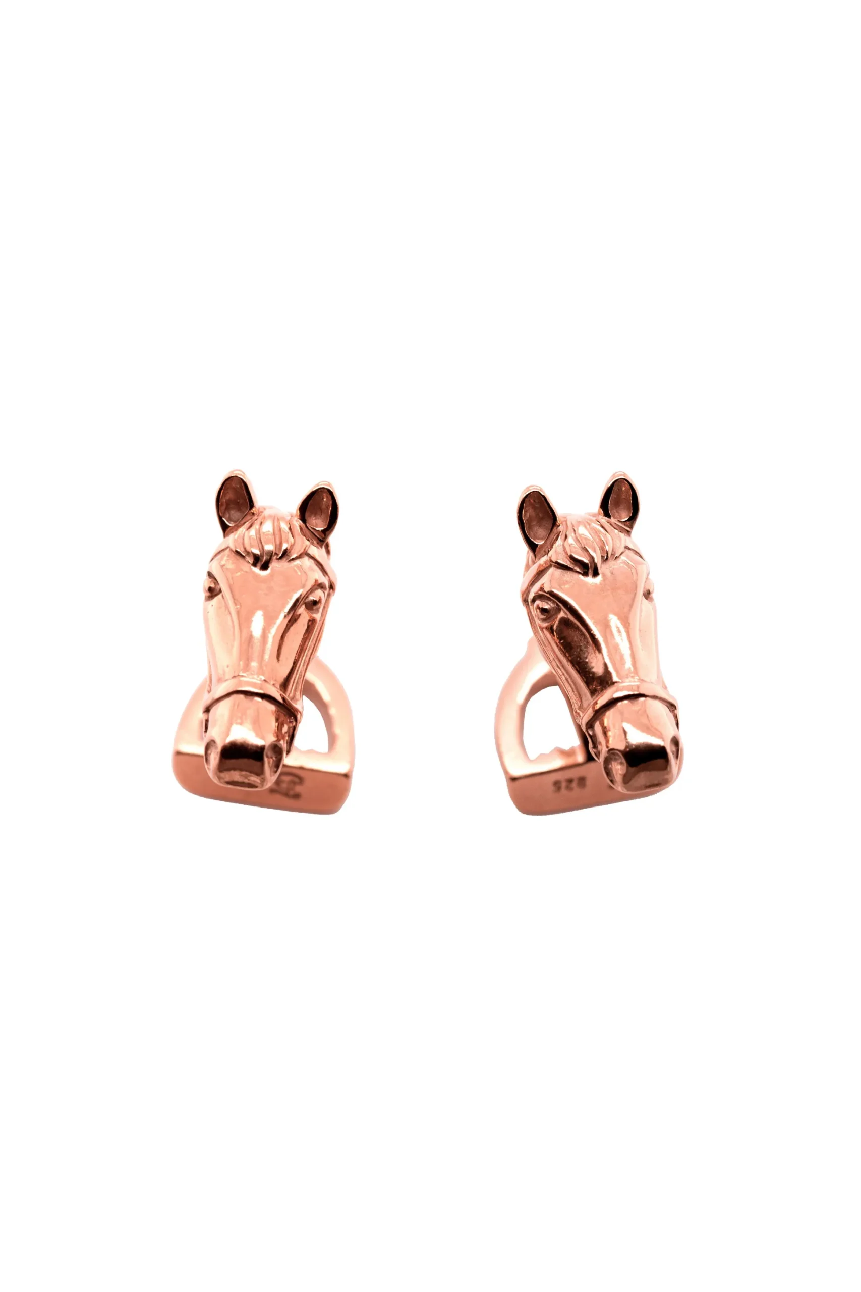 Solid Rose Gold Horse & Stirrup Cufflinks
