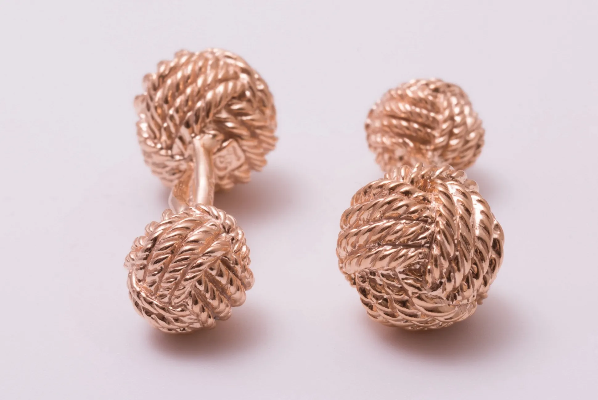 Solid Rose Gold Monkey Fist Knot Cufflinks