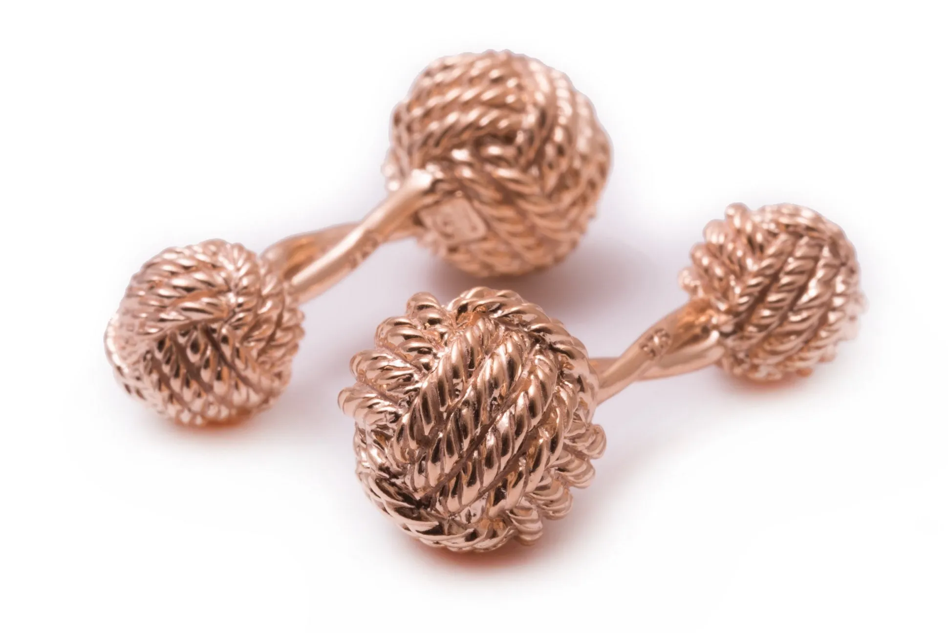 Solid Rose Gold Monkey Fist Knot Cufflinks
