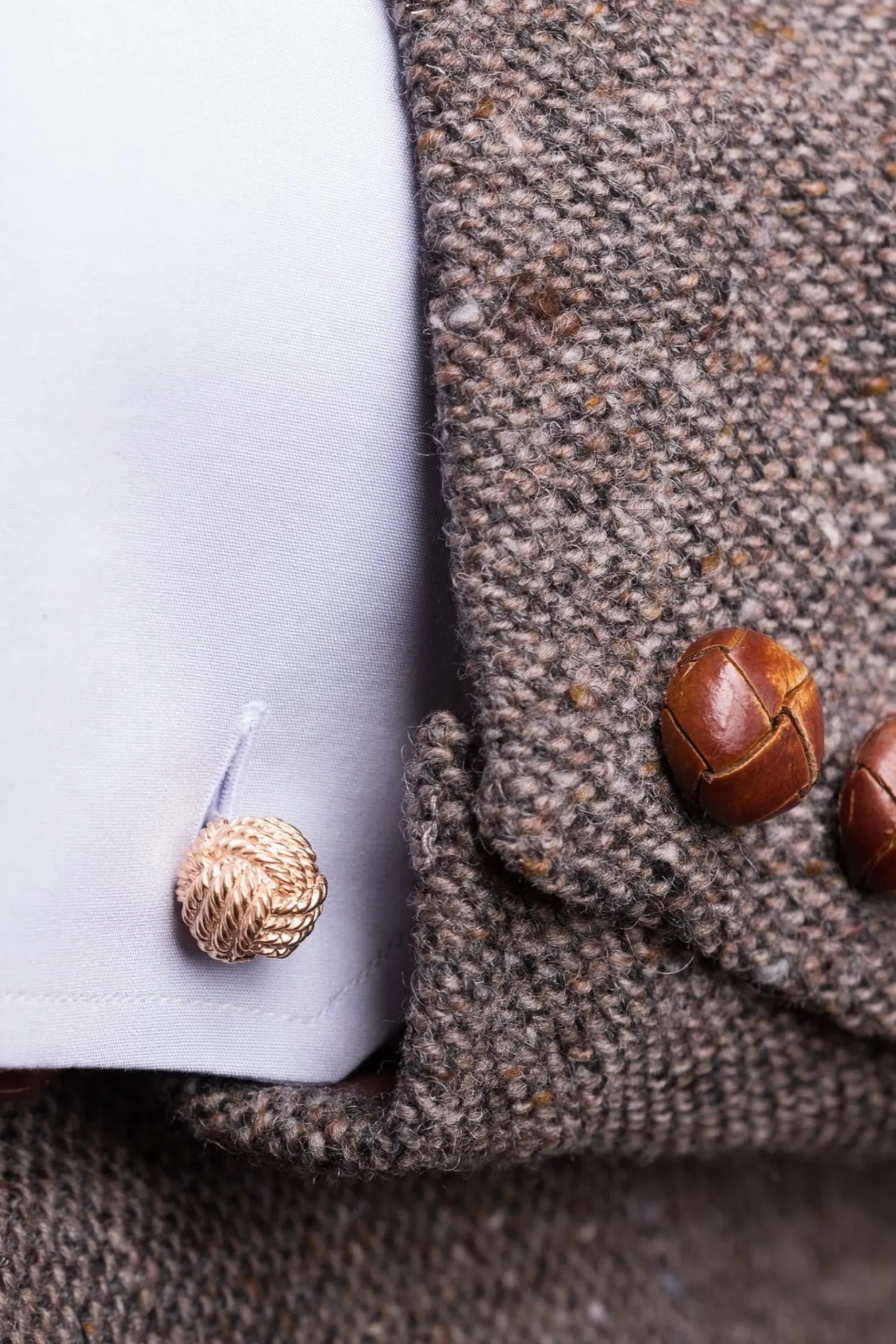 Solid Rose Gold Monkey Fist Knot Cufflinks