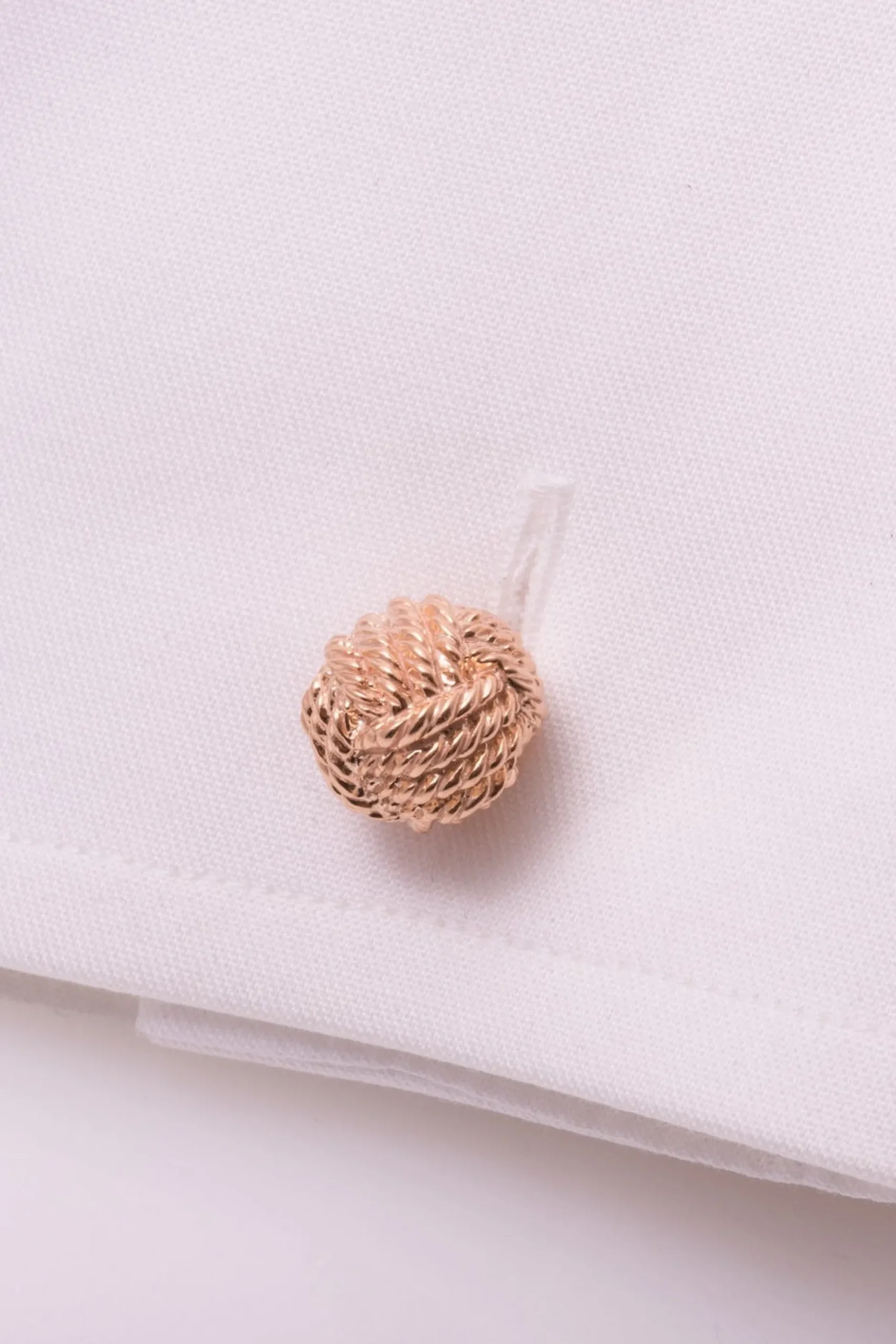 Solid Rose Gold Monkey Fist Knot Cufflinks