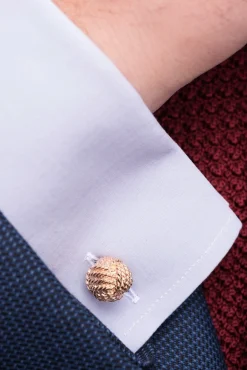 Solid Rose Gold Monkey Fist Knot Cufflinks