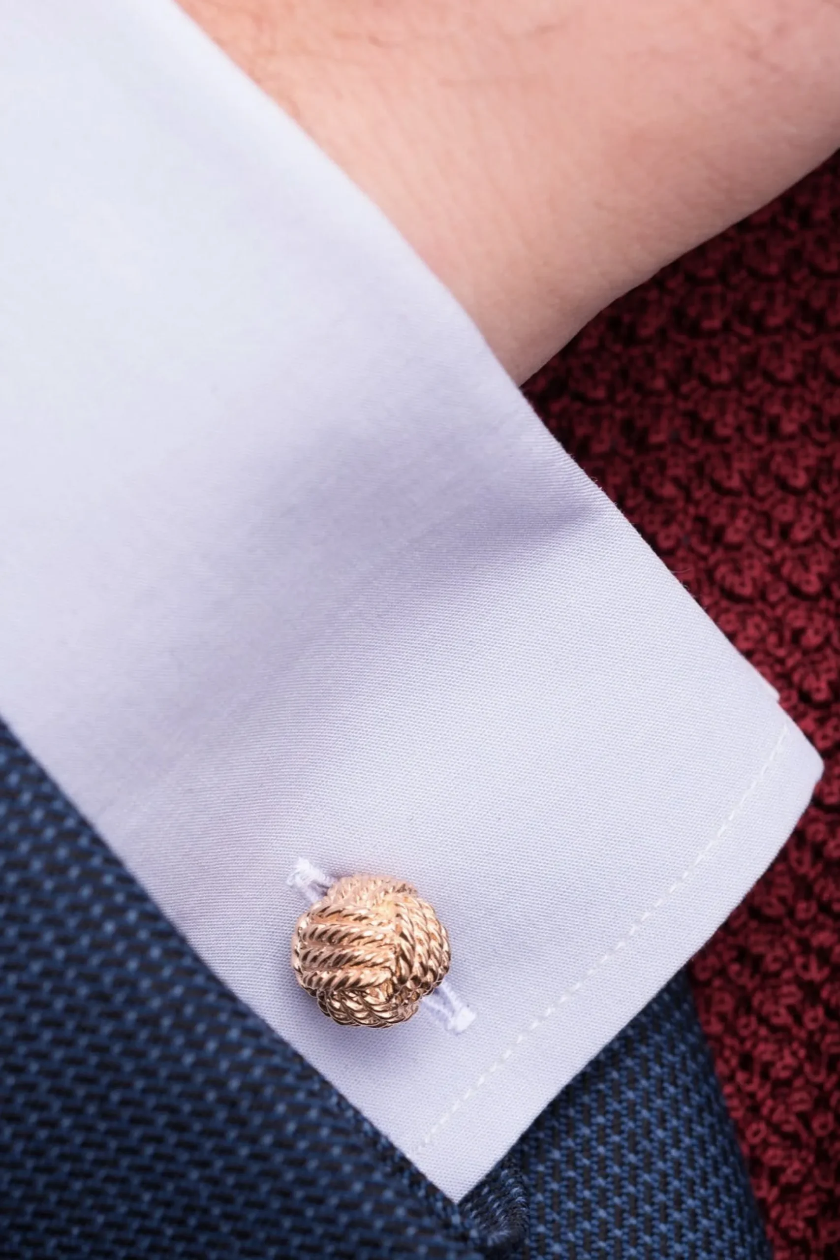 Solid Rose Gold Monkey Fist Knot Cufflinks