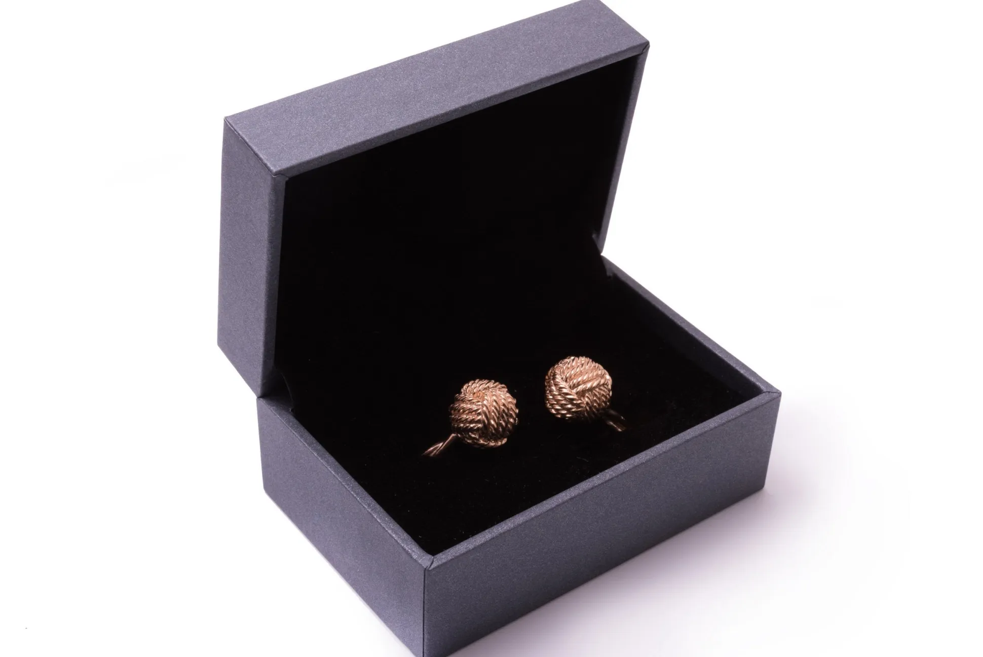 Solid Rose Gold Monkey Fist Knot Cufflinks