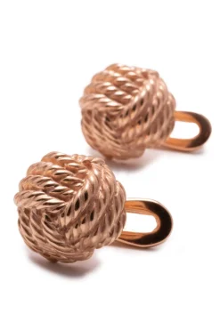 Solid Rose Gold Monkey Fist Knot Studs