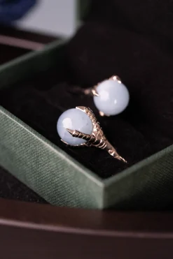 Solid White Gold Eagle Claw with Ball Cufflinks