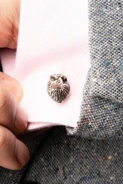 Solid White Gold Eagle & Snake Cufflinks