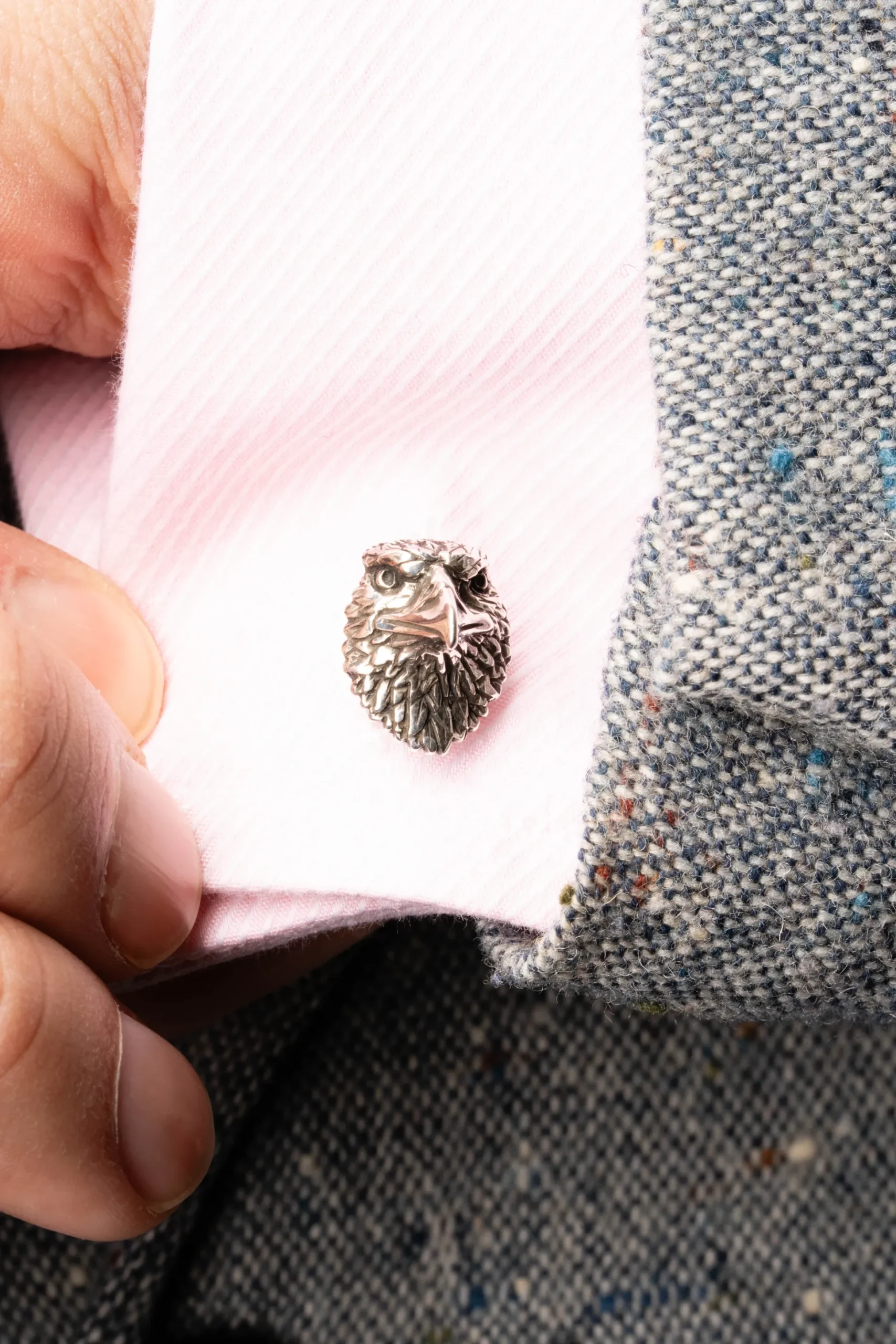 Solid White Gold Eagle & Snake Cufflinks