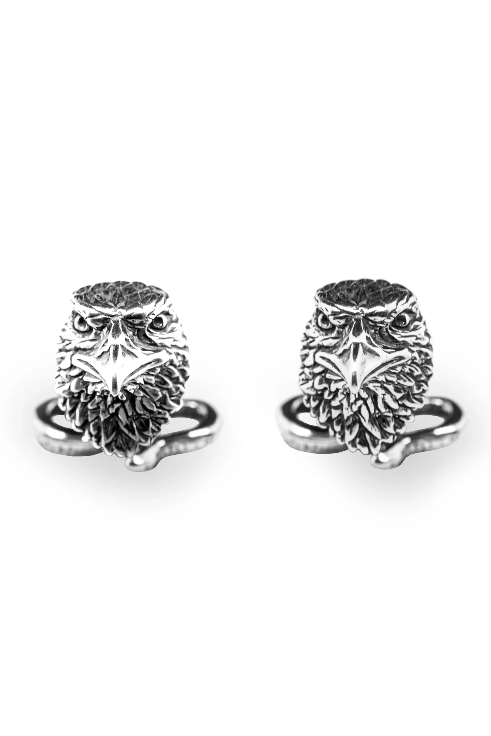 Solid White Gold Eagle & Snake Cufflinks