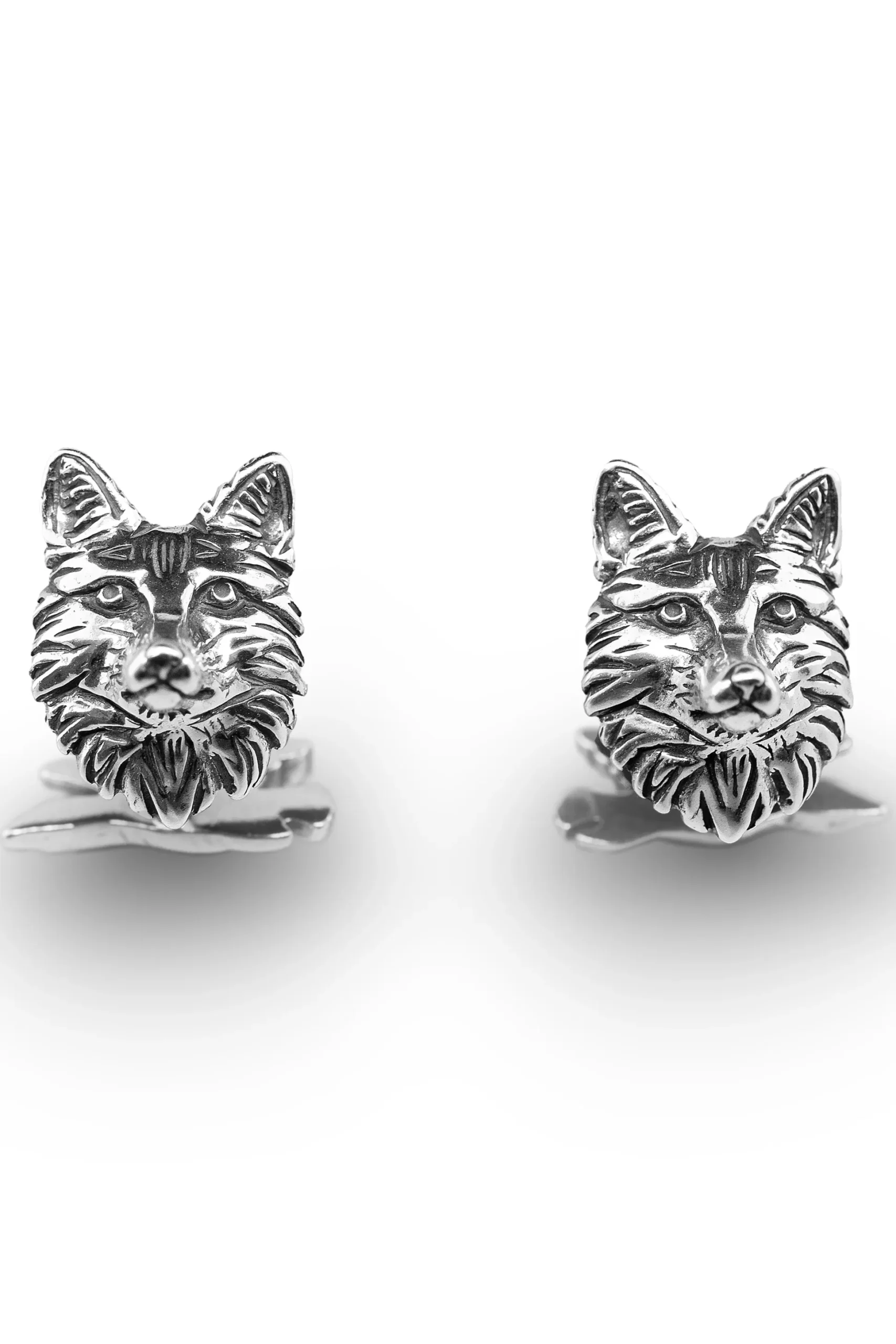 Solid White Gold Fox & Goose Cufflinks