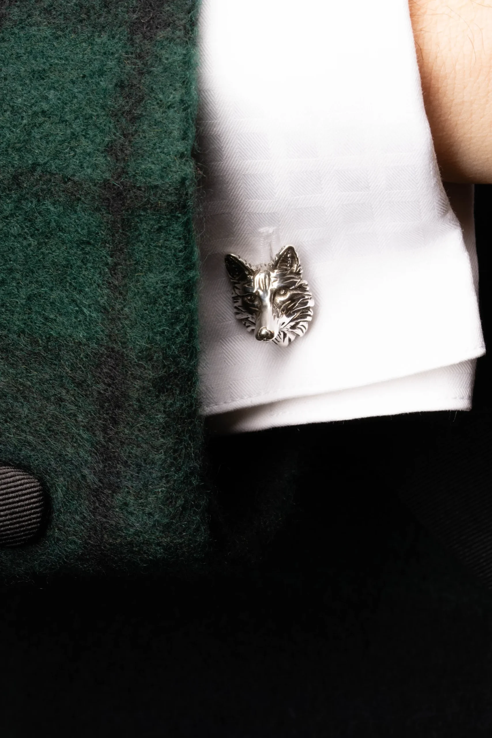 Solid White Gold Fox & Goose Cufflinks