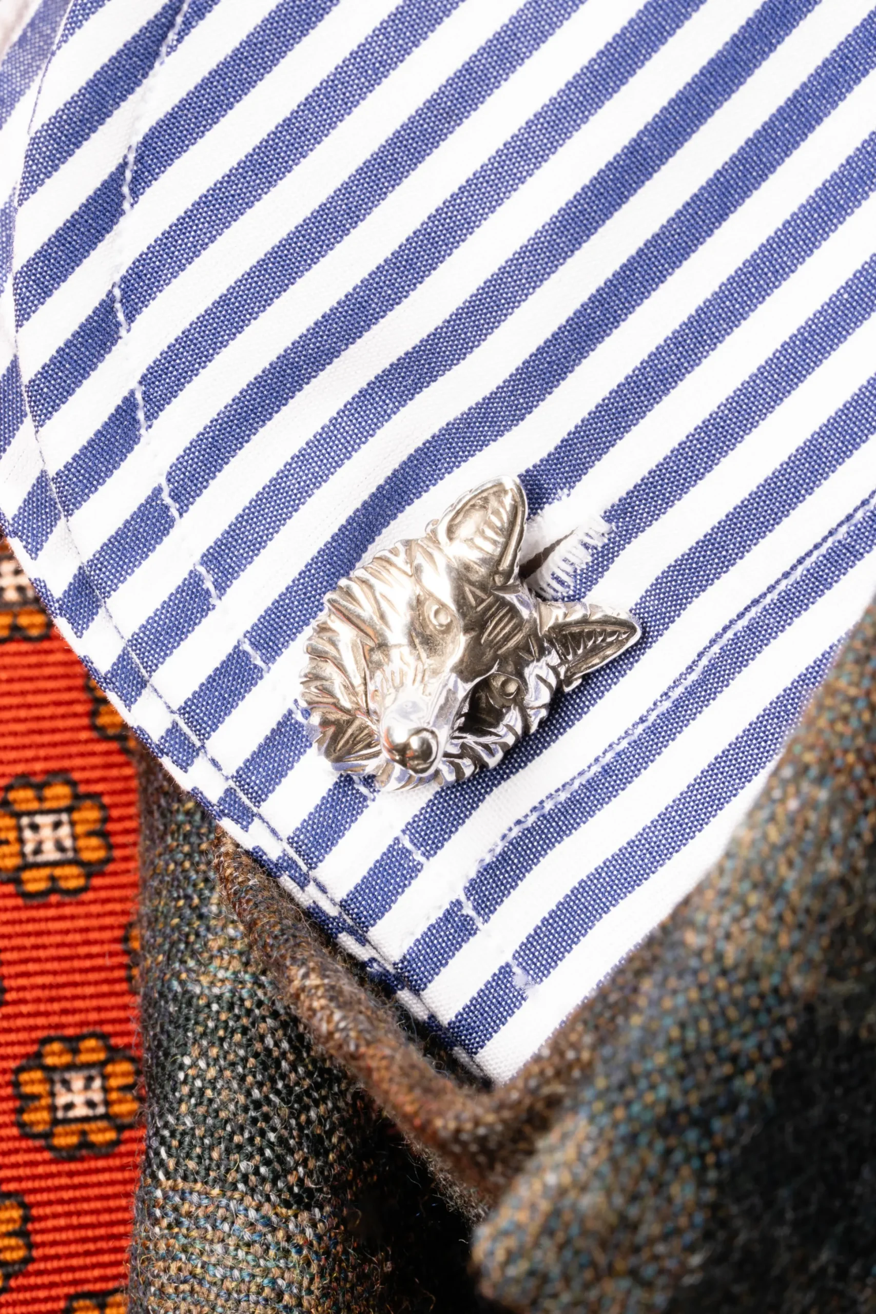 Solid White Gold Fox & Goose Cufflinks