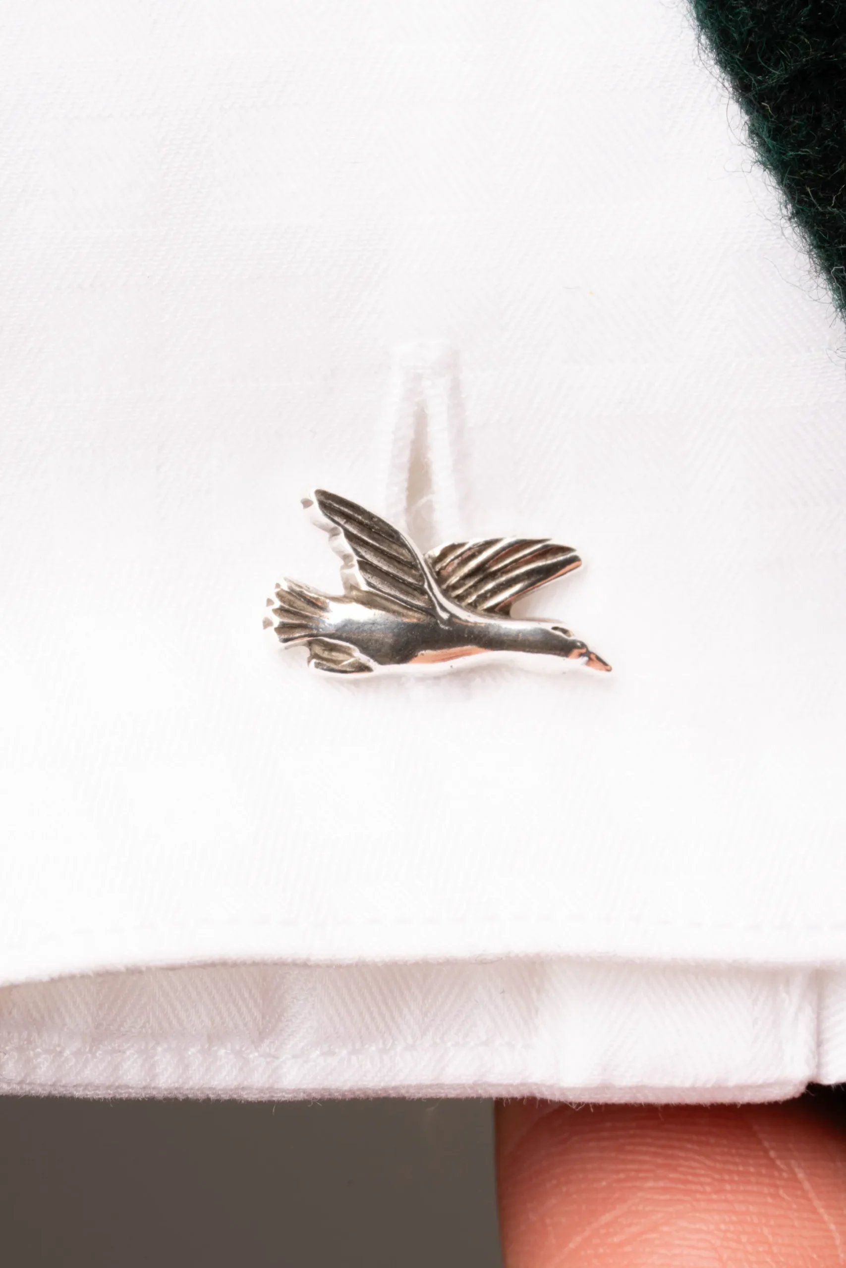 Solid White Gold Fox & Goose Cufflinks