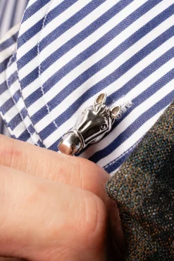 Solid White Gold Horse & Stirrup Cufflinks