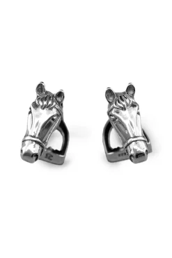 Solid White Gold Horse & Stirrup Cufflinks