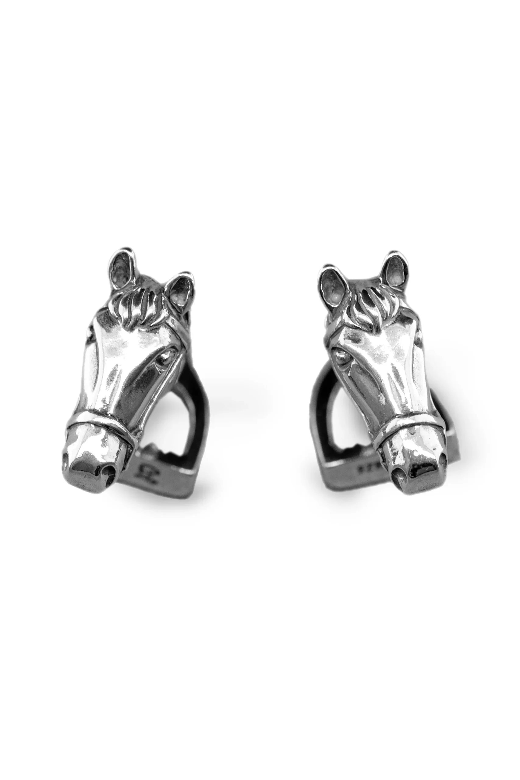Solid White Gold Horse & Stirrup Cufflinks