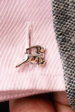 Solid White Gold Lion & Gazelle Cufflinks