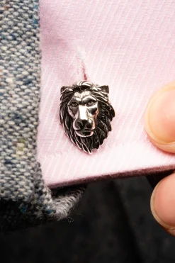 Solid White Gold Lion & Gazelle Cufflinks