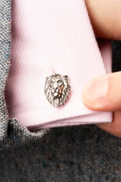 Solid White Gold Lion & Gazelle Cufflinks