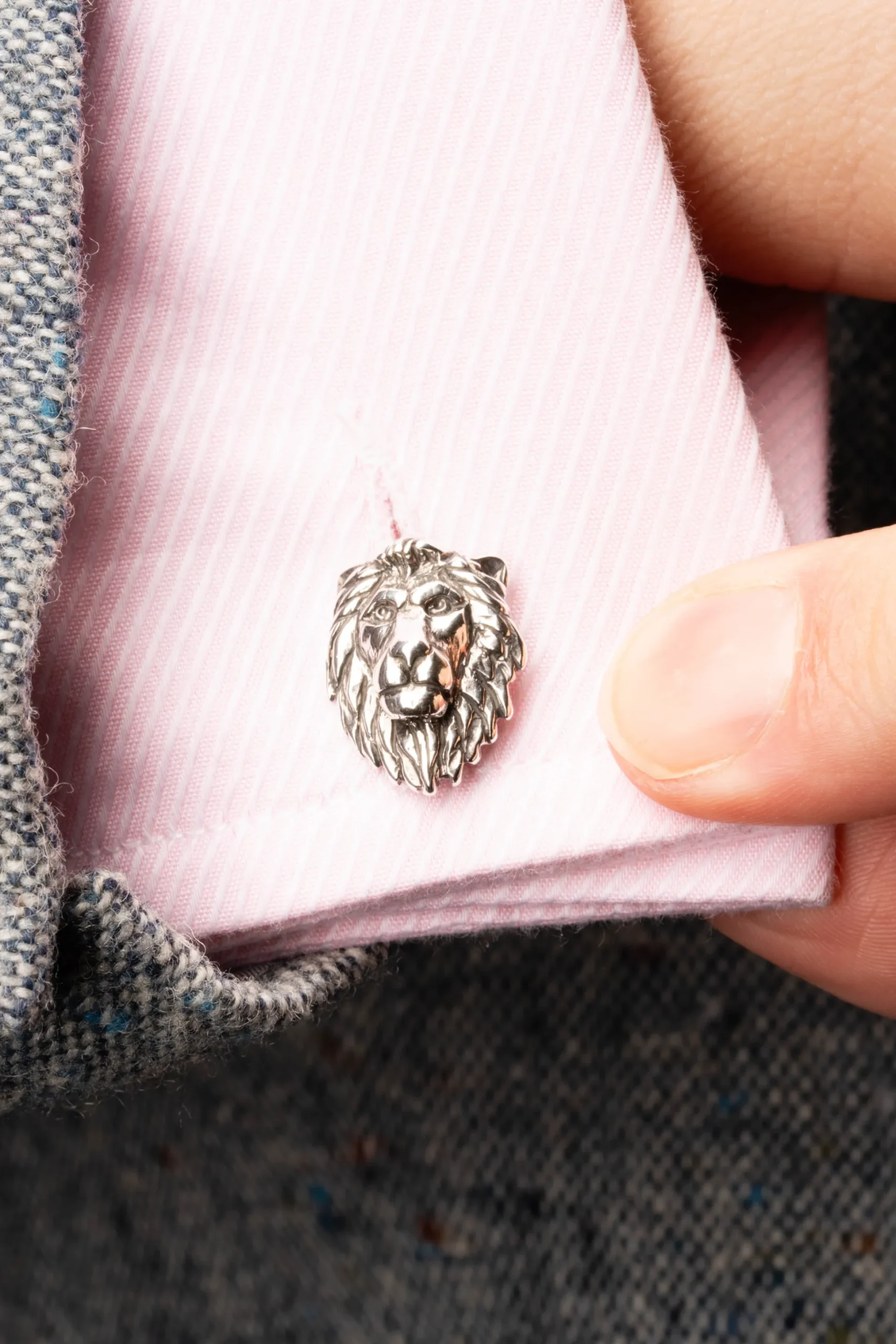 Solid White Gold Lion & Gazelle Cufflinks