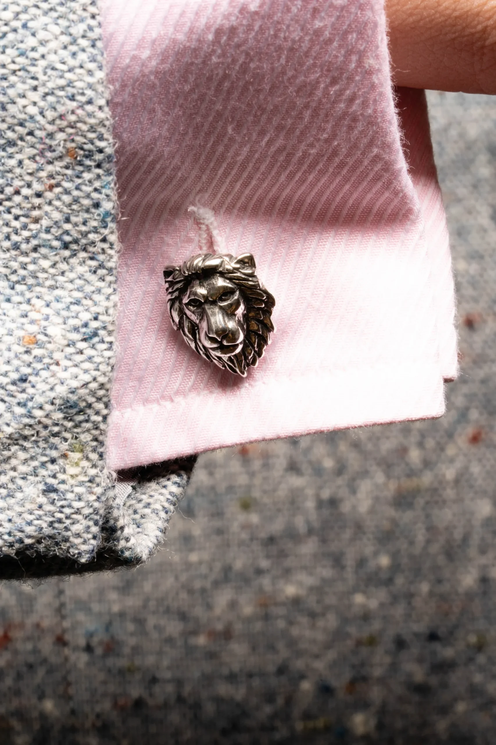 Solid White Gold Lion & Gazelle Cufflinks
