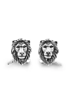 Solid White Gold Lion & Gazelle Cufflinks