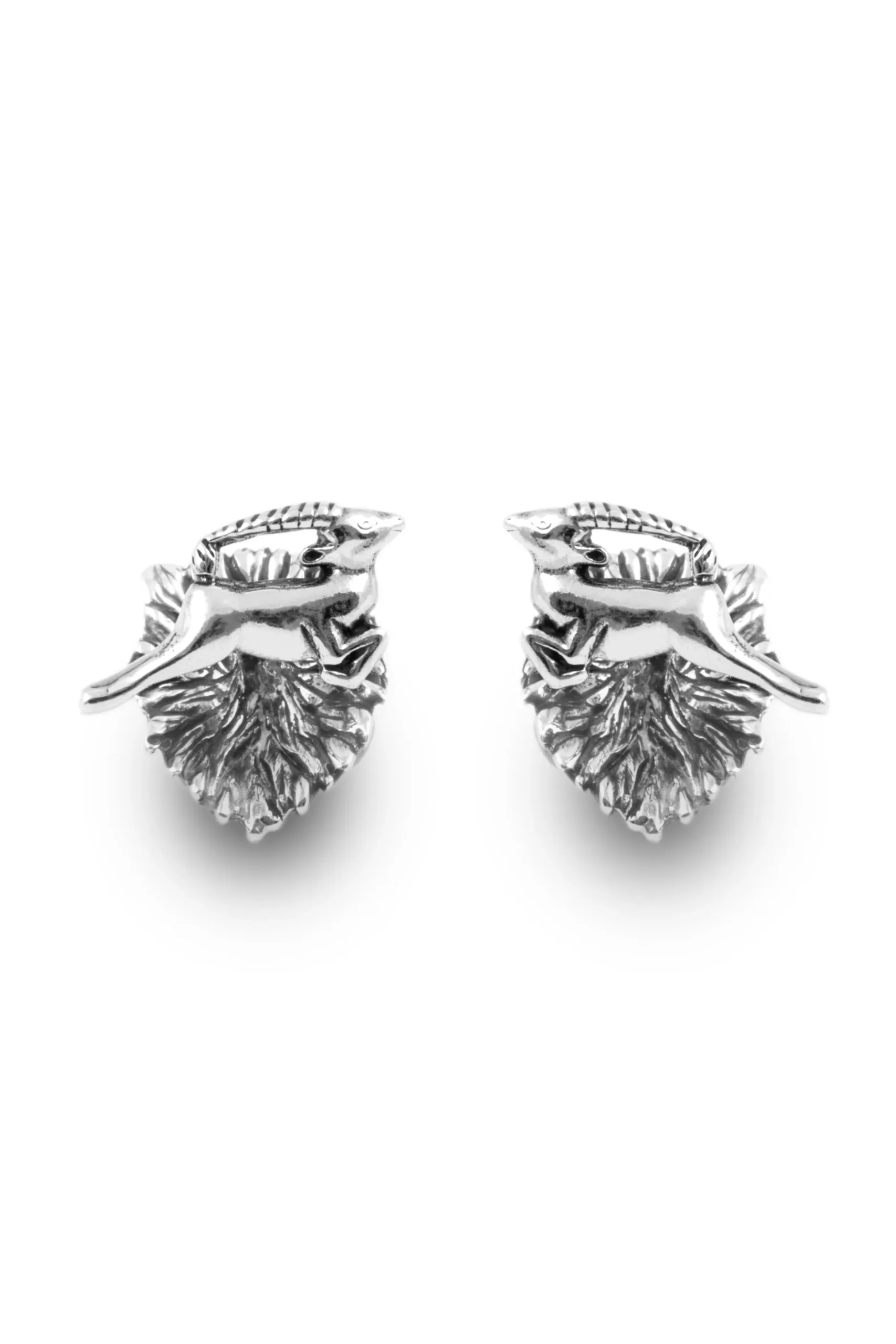 Solid White Gold Lion & Gazelle Cufflinks