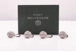 Solid White Gold Monkey Fist Knot Studs