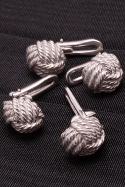 Solid White Gold Monkey Fist Knot Studs
