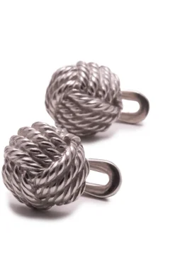 Solid White Gold Monkey Fist Knot Studs
