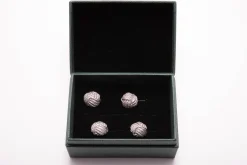 Solid White Gold Monkey Fist Knot Studs