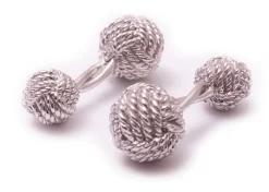 Solid White Gold Monkey Fist Knot Cufflinks