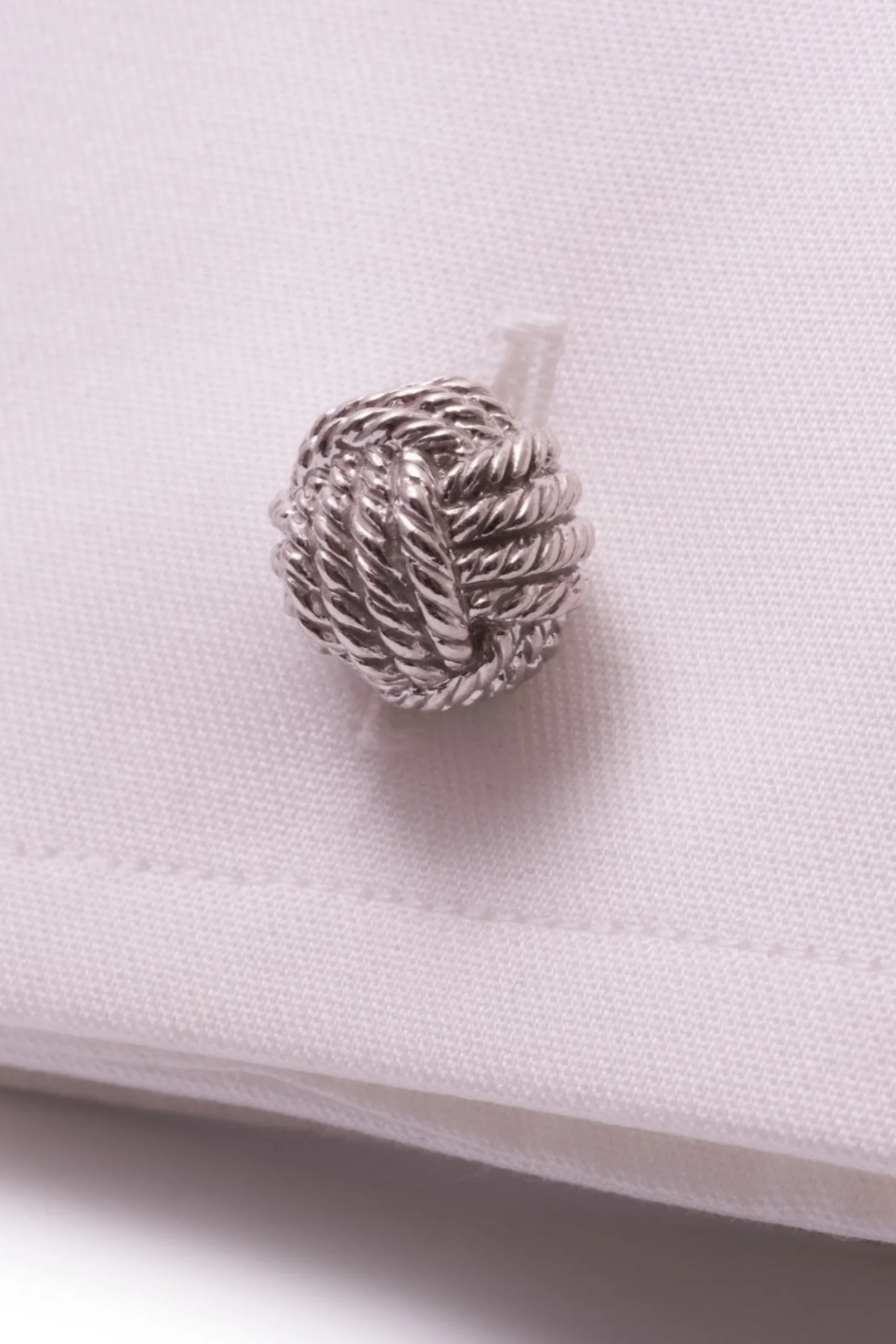 Solid White Gold Monkey Fist Knot Cufflinks