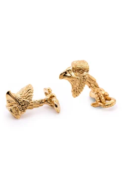 Solid Yellow Gold Eagle & Snake Cufflinks