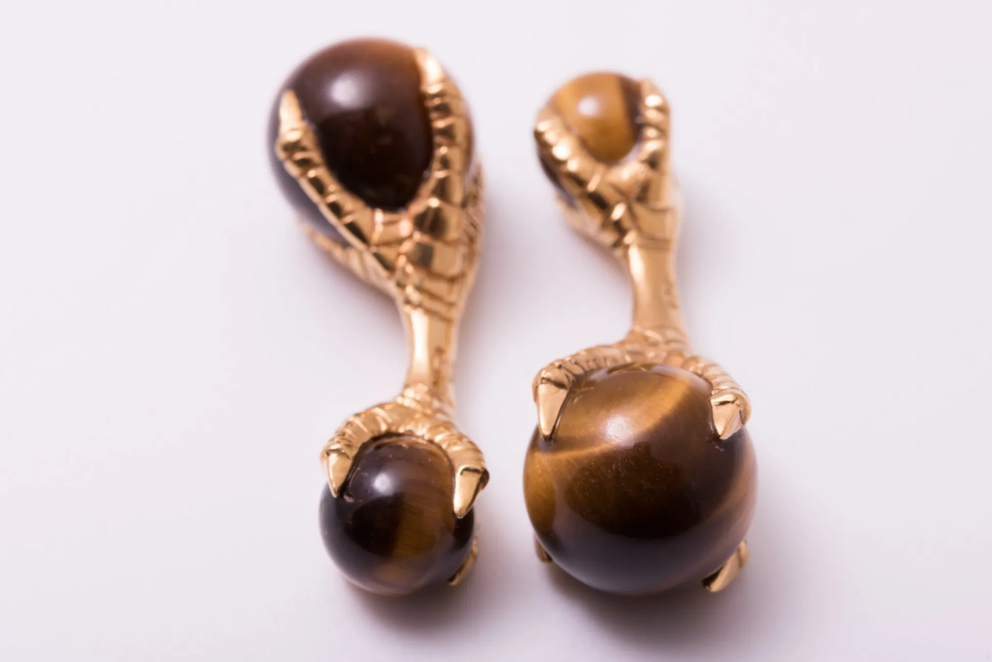 Solid Yellow Gold Eagle Talon with Ball Cufflinks