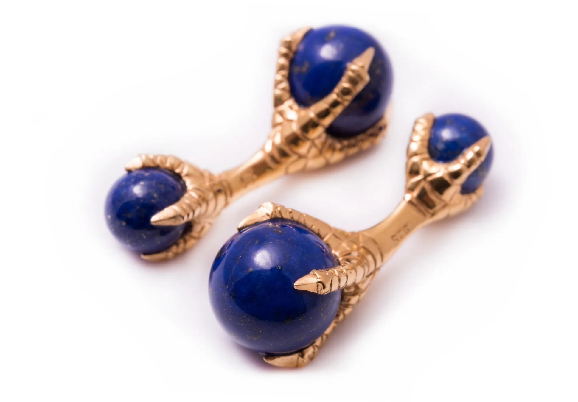 Solid Yellow Gold Eagle Talon with Ball Cufflinks