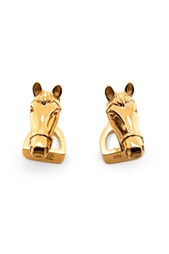 Solid Yellow Gold Horse & Stirrup Cufflinks
